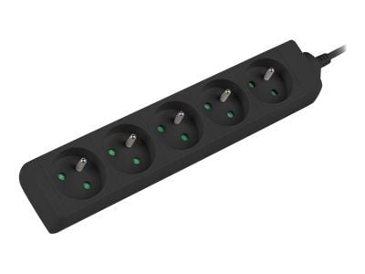 Lanberg PS0-05E-0300-BK, 3 m, 5 AC-pistorasia(a), Sisätila, Tyyppi E, Musta, 2500 W