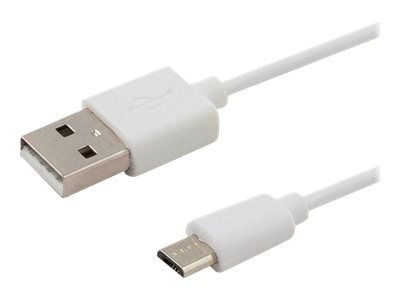 SAVIO CL-123 - USB-kabel - mikro-USB typ B (hane) till USB (hane) - USB 2.0 - 2.1 A - 1 m - vit