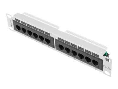 Lanberg PPU5-9012-S - Patch-panel - rackmontering - CAT 5e - UTP - RJ-45 X 12 - RAL 7035, grå - 1U - 10"