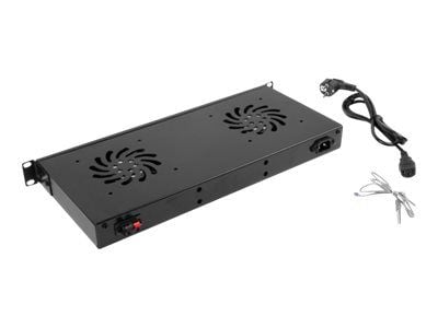 Lanberg - Rackviftepanel - med termostat, 2 kjølevifter - 230 V - RAL 9004, svart - 1U - 19"