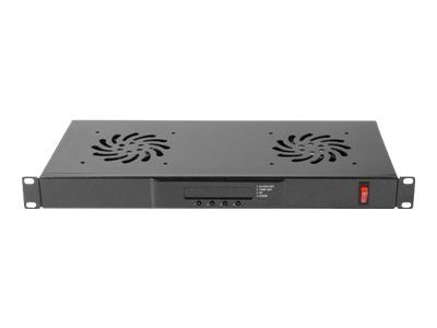 Lanberg - Rackviftepanel - med termostat, 2 kjølevifter - 230 V - RAL 9004, svart - 1U - 19"