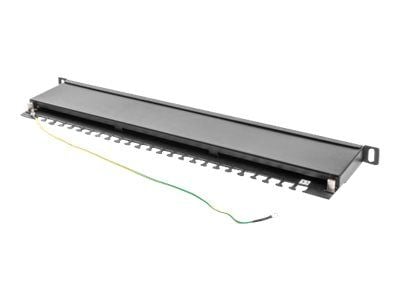 Lanberg PPS5-0024-B - Koblingspanel - CAT 5e - STP - RJ-45 X 24 - RAL 9004, svart - 0.5U - 19"