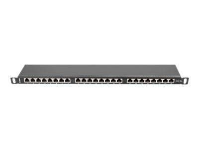 Lanberg PPS5-0024-B - Koblingspanel - CAT 5e - STP - RJ-45 X 24 - RAL 9004, svart - 0.5U - 19"