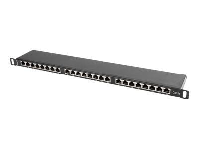 Lanberg PPS5-0024-B - Koblingspanel - CAT 5e - STP - RJ-45 X 24 - RAL 9004, svart - 0.5U - 19"