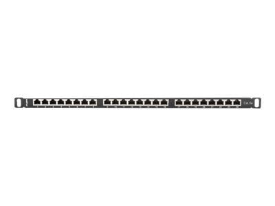 Lanberg PPS5-0024-B - Koblingspanel - CAT 5e - STP - RJ-45 X 24 - RAL 9004, svart - 0.5U - 19"
