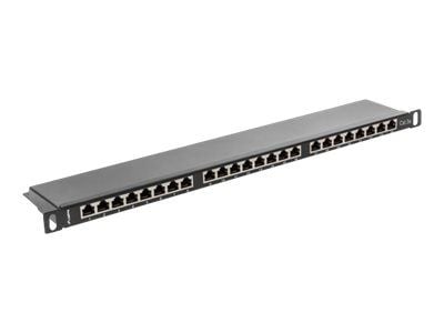 Lanberg PPS5-0024-B - Koblingspanel - CAT 5e - STP - RJ-45 X 24 - RAL 9004, svart - 0.5U - 19"