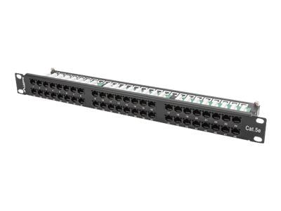 Lanberg PPU5-1048-B - Patch-panel - CAT 5e - UTP - RJ-45 X 48 - RAL 9004, svart - 1U - 19"