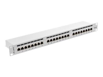 Lanberg PPS6-1024-S - Patch-panel - CAT 6 - STP - RJ-45 X 24 - grå, RAL 7035 - 1U - 19"