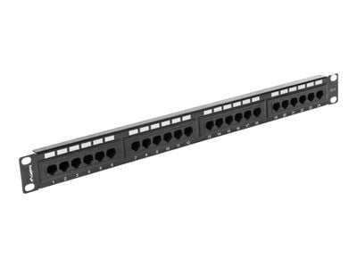 Lanberg PPU6-1024-B - Koblingspanel - rackmonterbar - CAT 6 - UTP - RJ-45 X 24 - RAL 9004, svart - 1U - 19"