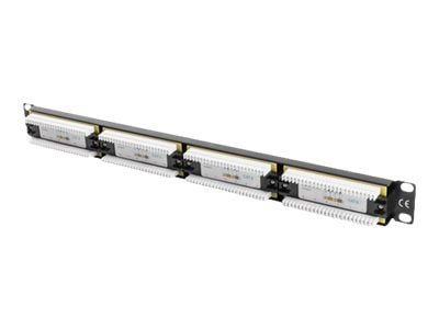 Lanberg PPU6-1024-B - Koblingspanel - rackmonterbar - CAT 6 - UTP - RJ-45 X 24 - RAL 9004, svart - 1U - 19"