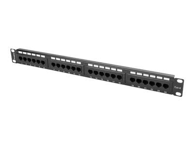 Lanberg PPU6-1024-B - Patch-panel - rackmontering - CAT 6 - UTP - RJ-45 X 24 - RAL 9004, svart - 1U - 19"