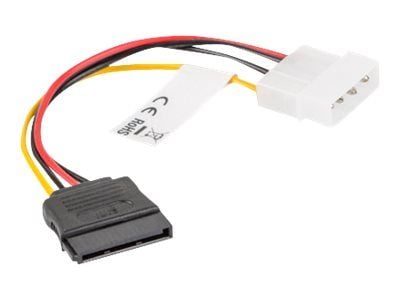Lanberg - Strømadapter - 4-pin intern strøm (hann) til SATA-strøm (hunn) - 15 cm - svart, gul, rød
