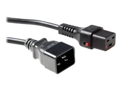 IEC Lock - Strömkabel - IEC 60320 C19 till IEC 60320 C20 - AC 250 V - 16 A - 3 m - svart, RAL 9011