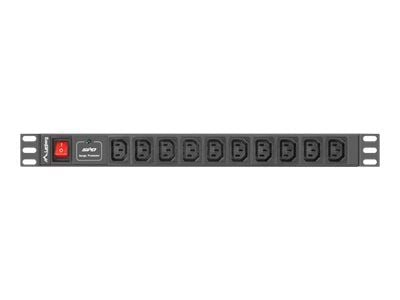 Lanberg - Strømfordelerenhet - AC 220-250 V - inngang: IEC 60320 C14 - utgangskontakter: 10 (power IEC 60320 C13) - 1U - 19" - 2 m kabel - svart