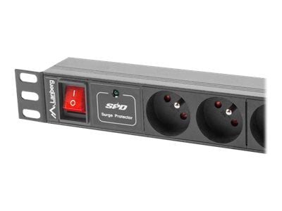 Lanberg PDU-04E04I-0200-IEC-BK - Strømfordelerenhet (kan monteres i rack) - AC 220-250 V - 2500 watt - enkeltfase - inngang: IEC 60320 C14 10A - ut...