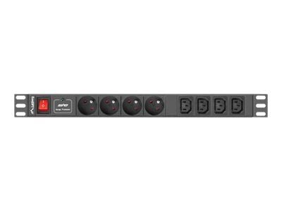 Lanberg PDU-04E04I-0200-IEC-BK - Strømfordelerenhet (kan monteres i rack) - AC 220-250 V - 2500 watt - enkeltfase - inngang: IEC 60320 C14 10A - ut...