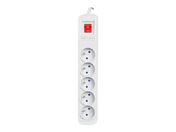 Armac R5 - Pistorasia - AC 230 V - 2300 Watt - tulo: virta - lähtöliittimet: 5 (5 x virta 3-napainen) - 3 m johto - harmaa - harmaa