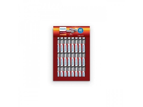 Philips LR03P40FP/10, Engangsbatteri, AAA, Alkalinsk, 1,5 V, 40 stykker, 10,5 mm