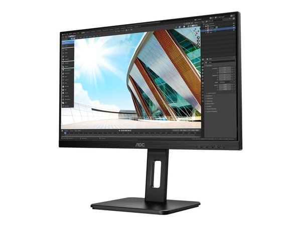 AOC 24P2Q - LED-skärm - 24" - 1920 x 1080 Full HD (1080p) @ 75 Hz - IPS - 250 cd/m² - 1000:1 - 4 ms - HDMI, DVI, DisplayPort, VGA - högtalare - svart