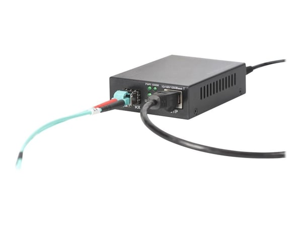 DIGITUS Professional DN-82140 - Fibermedieomformer - 1GbE - 10Base-T, 100Base-TX, 1000Base-T, 1000Base-X - RJ-45 / SFP (mini-GBIC) - opp til 80 km