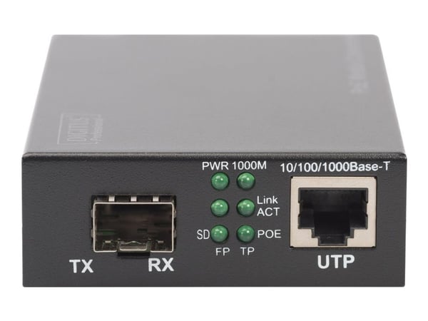 DIGITUS Professional DN-82140 - Fibermedieomformer - 1GbE - 10Base-T, 100Base-TX, 1000Base-T, 1000Base-X - RJ-45 / SFP (mini-GBIC) - opp til 80 km