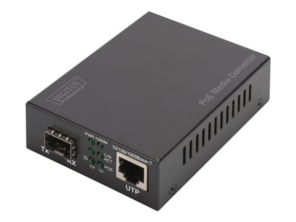 DIGITUS Professional DN-82140 - Fibermedieomformer - 1GbE - 10Base-T, 100Base-TX, 1000Base-T, 1000Base-X - RJ-45 / SFP (mini-GBIC) - opp til 80 km
