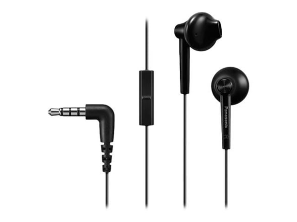 Panasonic RP-TCM55E - Hörlurar med mikrofon - öronknopp - kabelansluten - 3,5 mm kontakt - svart