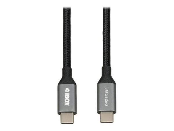 iBOX - USB-kabel - USB-C (hann) til USB-C (hann) - USB 3.1 Gen 2 - 5 A - 1 m - svart
