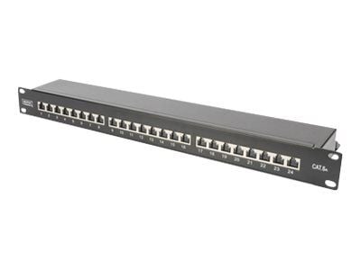 DIGITUS Professional DN-91624S-EA-B - Koblingspanel - CAT 6a - STP - RJ-45 X 24 - svart, RAL 9005 - 1U - 19"
