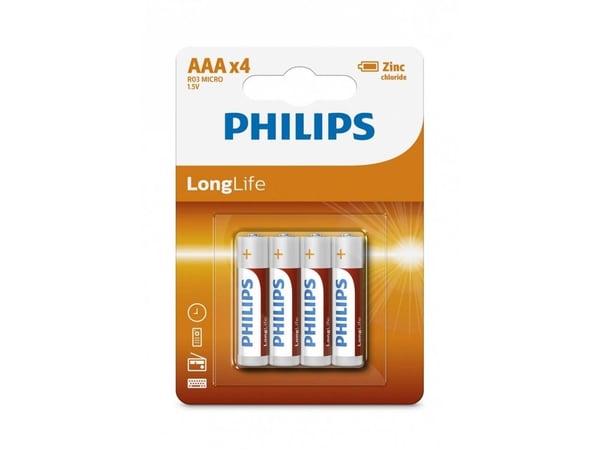 Philips LongLife R03L4B - Batteri 4 x AAA - Kolzink