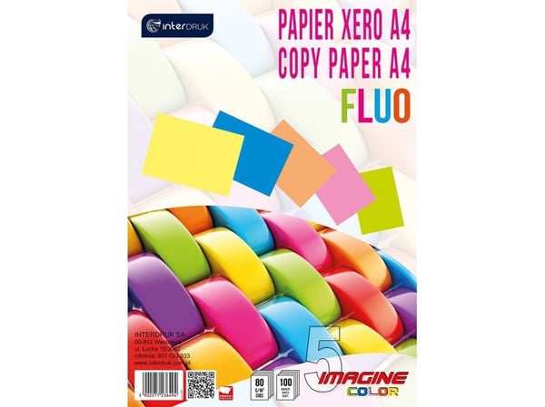 Interdruk kopipapir A4 80 g mix fluo-farger 100 ark