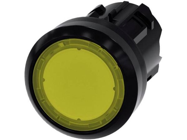 Siemens 3SU10010AA300AA0 3SU1001-0AA30-0AA0 Kevyt painonappi Eturengas muovia, pyöreä Painike Musta, keltainen Paineen vapautus 1 kpl