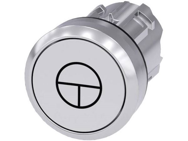 Siemens 3SU10500AB600AB0 3SU1050-0AB60-0AB0 Painike Eturengas metallia, kiiltävä, pyöreä painike hopea, valkoinen 1 kpl