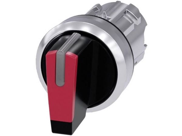 Siemens 3SU10522BP200AA0 3SU1052-2BP20-0AA0 Kääntökytkin Eturengas metallia, kiiltävä, valaistava Kiinnityslaite hopea, punainen, musta 2 x 45° 1 kpl
