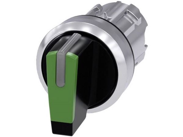 Siemens 3SU10522BP400AA0 3SU1052-2BP40-0AA0 Kääntökytkin Eturengas metallia, kiiltävä, valaistava Kiinnityslaite hopea, vihreä, musta 2 x 45° 1 kpl