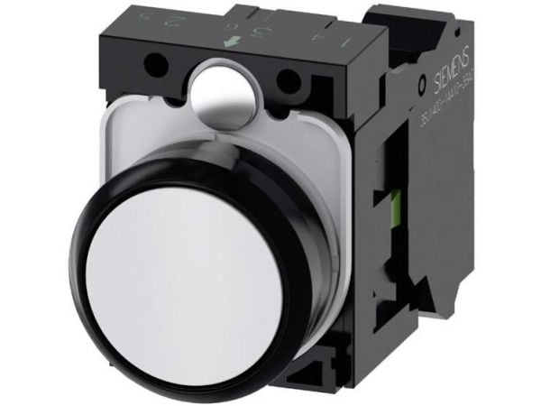 Siemens 3SU11000AB603BA0 3SU1100-0AB60-3BA0 Painike Eturengas muovia, pyöreä Painike Musta, valkoinen 1 kpl 1 kpl