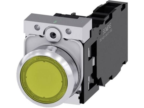 Siemens 3SU1153-0AB30-1FA0 Valaistu painike Eturengas metallia, kiiltävä Painike hopea, keltainen 1 kpl