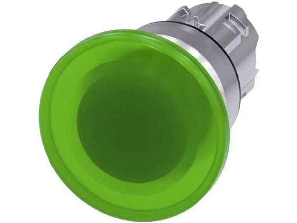 Siemens belyst tryckknapp 22 mm rund metall blank grön 40 mm med självtillbakahållning 3SU1051-1BD40-0AA0