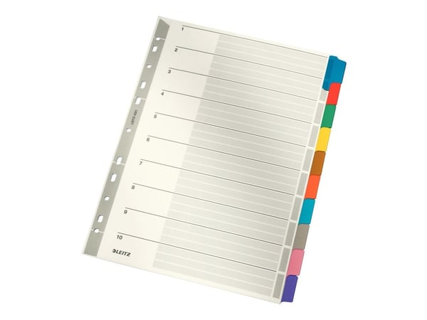 Leitz - Inndeler - 10 deler - fortrykt: 1-10 - for A4 (210 x 297 mm) - kapasitet: 10 ark - med fliker