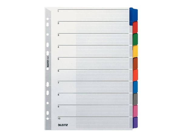 Leitz - Inndeler - 10 deler - fortrykt: 1-10 - for A4 (210 x 297 mm) - kapasitet: 10 ark - med fliker