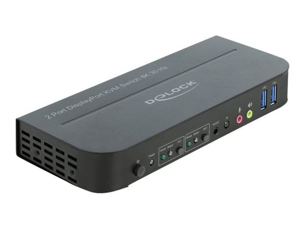 Delock DisplayPort 1.4 KVM Switch 8K 30 Hz with USB 3.0 and Audio - KVM / lyd / USB-svitsj - 2 x KVM/lyd/USB - 1 lokalbruker - stasjonær