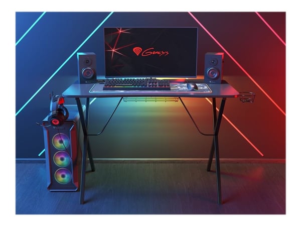 Genesis Holm 200 RGB - Skrivbord - rectangular with contoured corners - svart