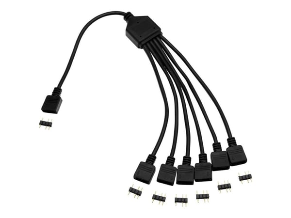EkWaterBlocks EK-D-RGB 6-Way - RGB LED-splitter - 3-stifts RGB-sokkel (hann) til 3-stifts RGB-sokkel (hann) - 30 cm - svart