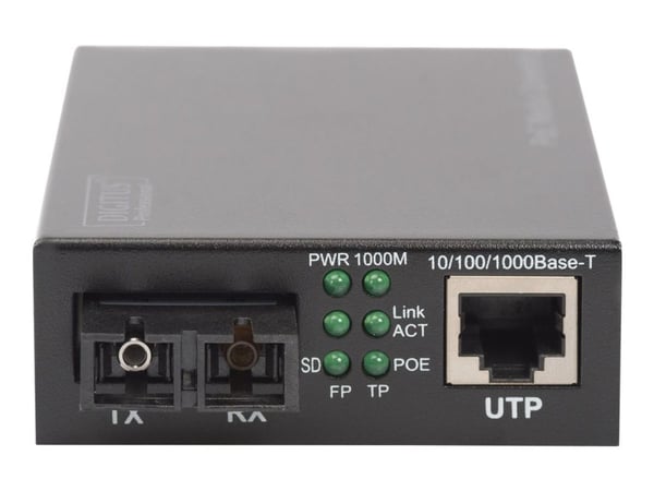 DIGITUS Professional DN-82160 - Fibermedieomformer - 1GbE - 1000Base-LX, 1000Base-T, 100Base-TX, 10Base-T - SC-enkeltmodus / RJ-45 - opp til 20 km ...