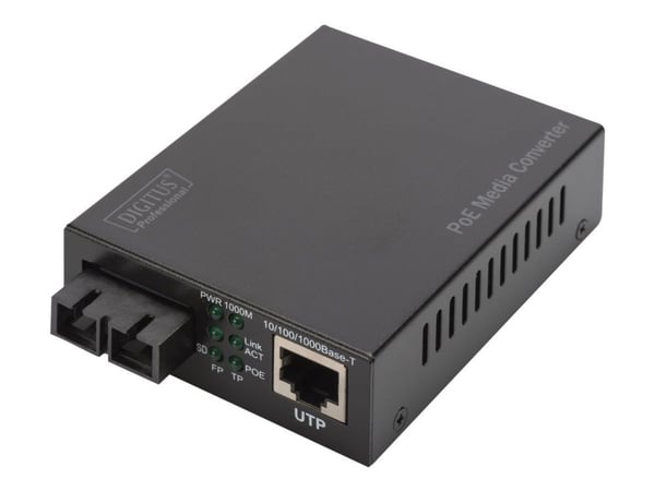 DIGITUS Professional DN-82160 - Fibermedieomformer - 1GbE - 1000Base-LX, 1000Base-T, 100Base-TX, 10Base-T - SC-enkeltmodus / RJ-45 - opp til 20 km ...