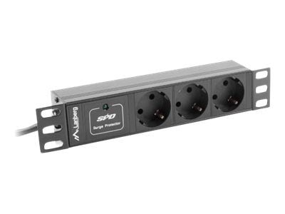 Lanberg PDU-03F-0200-BK - Strømfordelerenhet (kan monteres i rack) - AC 230 V - 4000 watt - inngang: CEE 7/4 / CEE 7/7 - utgangskontakter: 3 (type ...