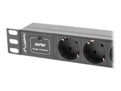 Lanberg PDU-03F-0200-BK - Tehonjakoyksikkö (räkkiversio) - AC 230 V - 4000 Watt - tulo: CEE 7/4/CEE 7/7 - lähtöliittimet: 3 (tyyppi F) - 1U - 10" -...