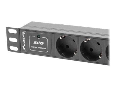 Lanberg PDU-03E-0200-BK, 1U, Vaaka, Musta, 3 AC-pistorasia(a), Tyyppi E, Toiminta/Seikkailu