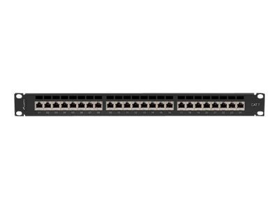 Lanberg PPS7-1024-B - Koblingspanel - CAT 7 - STP - RJ-45 X 24 - RAL 9004, svart - 1U - 19"