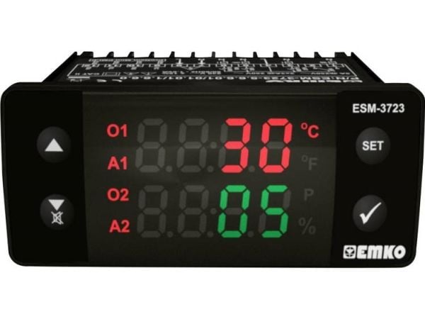 Emko ESM-3723.8.5.5.0.1/01.01/1.0.0.0.0 temperaturregulator 2-punkts & PID, relä 5 A (65 x 76 x 35 mm)
